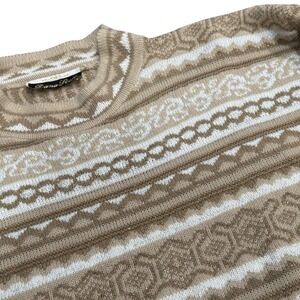 Dana Scott Fair Isle Sweater Knit Pullover Neutral Tones Cozycore VTG Retro M